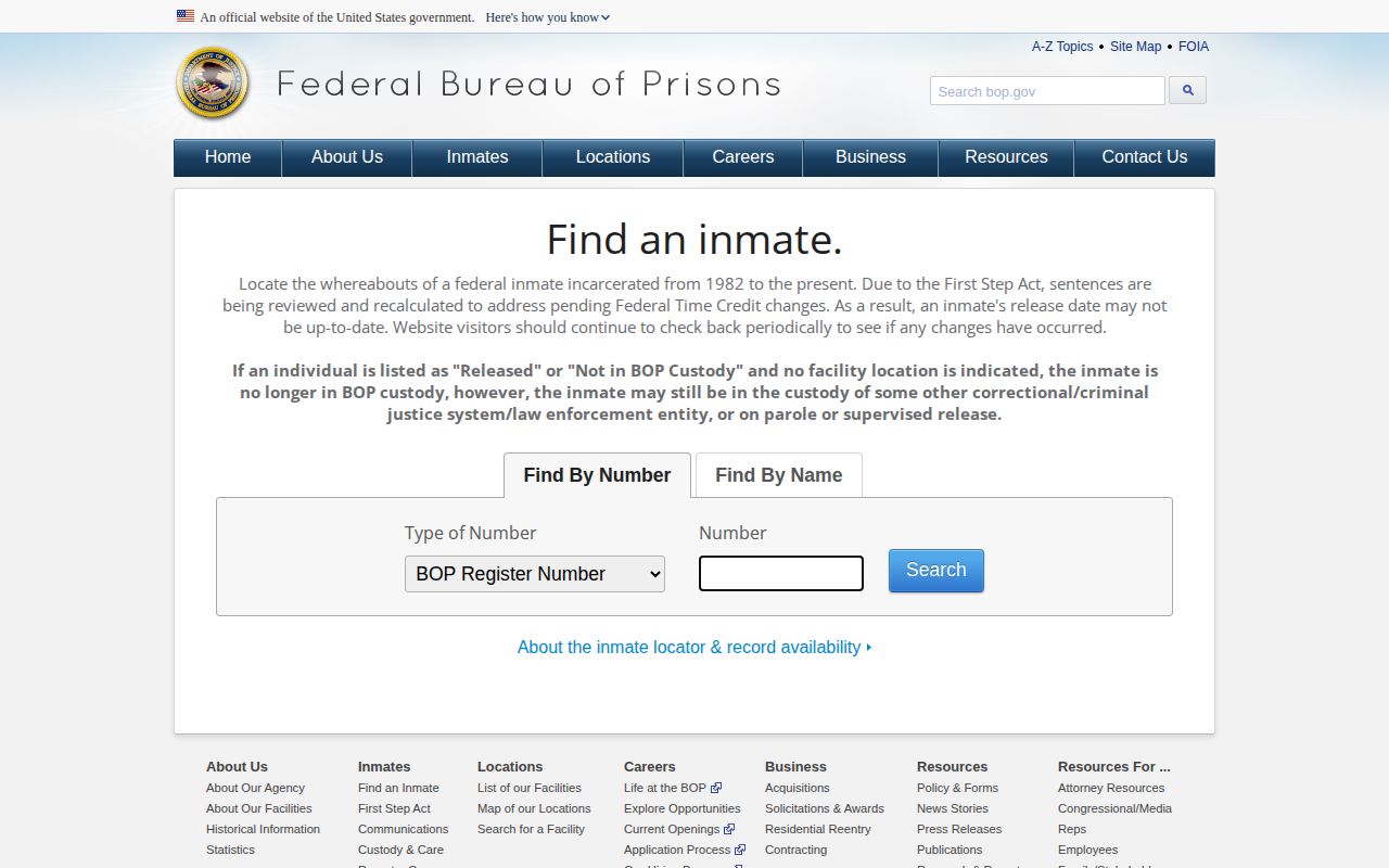 BOP locator for federal inmates released in Georgia