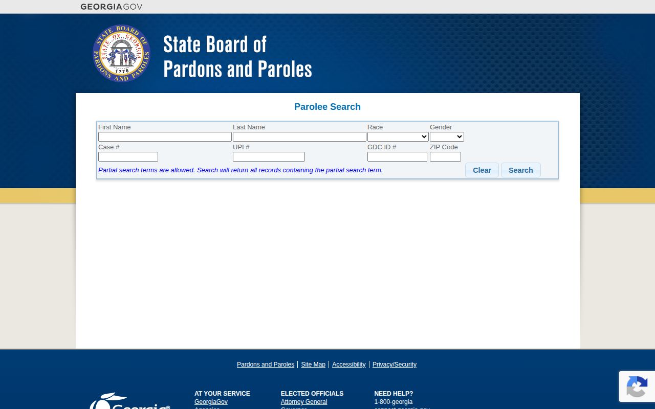 Georgia parolee database for released inmates under supervision